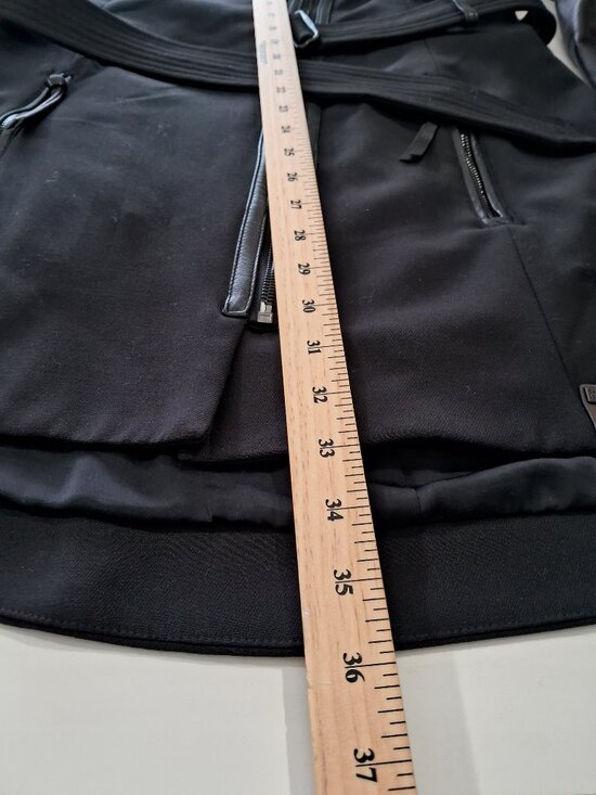 Rudsak Black Asymmetrical Coat with Genuine Leather Sleeves - Picture 8 of 15